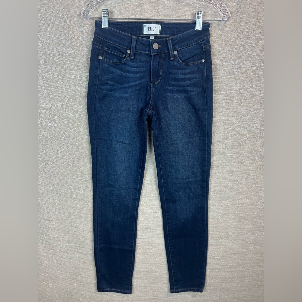 Paige Size 25 Verdigo Crop Low Rise Dark Wash Stretch Denim Jeans